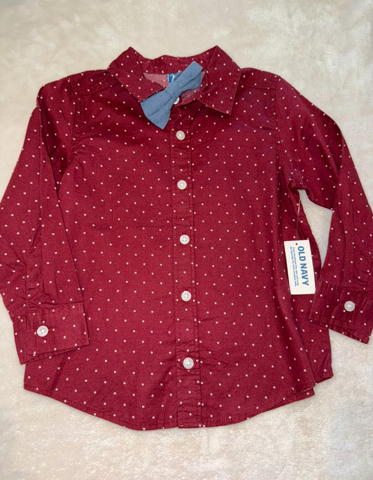 #46 Boys 4t oldnavy button down with clip on tie nwt