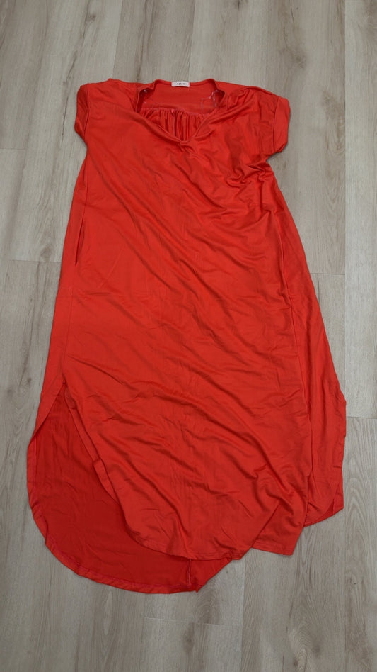 REDUCED! #49 Entro maternity orange midi dress size L EUC