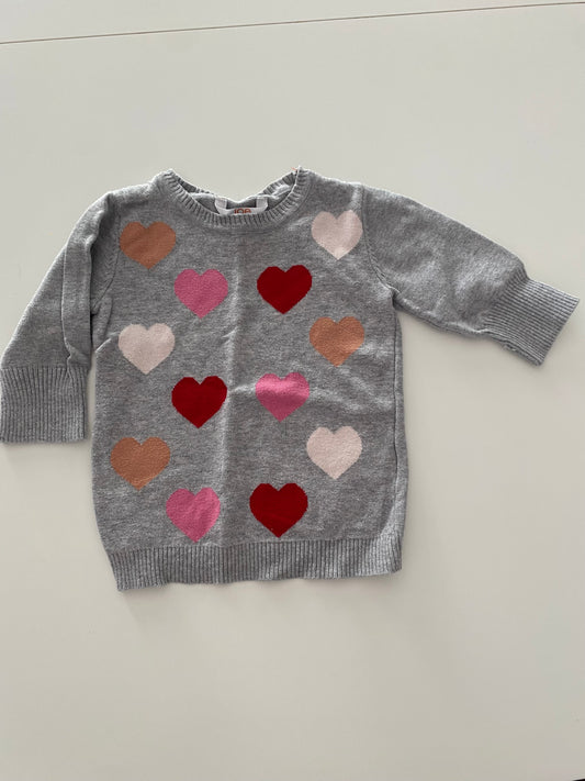 #117- Girls 3T, Joe Fresh Gray Heart Sweater, GUC
