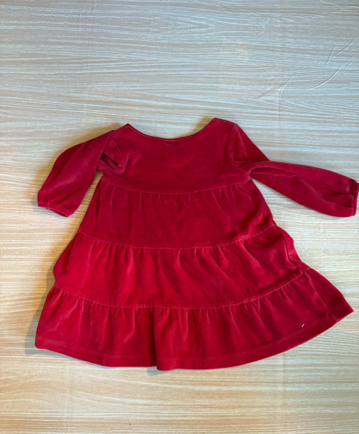 #102 Circo Red Velour Long Sleeve MARY Dress size 24 Months