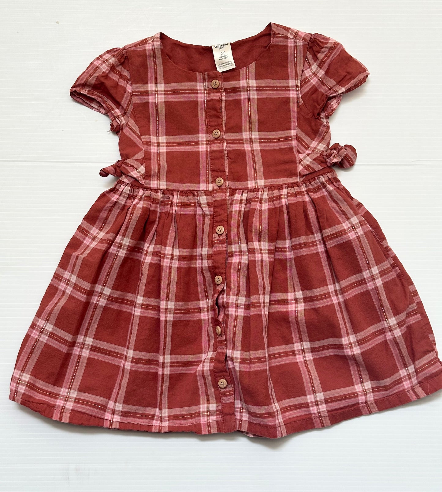 #65 OshKosh Girls 2T Pink Plaid Dress