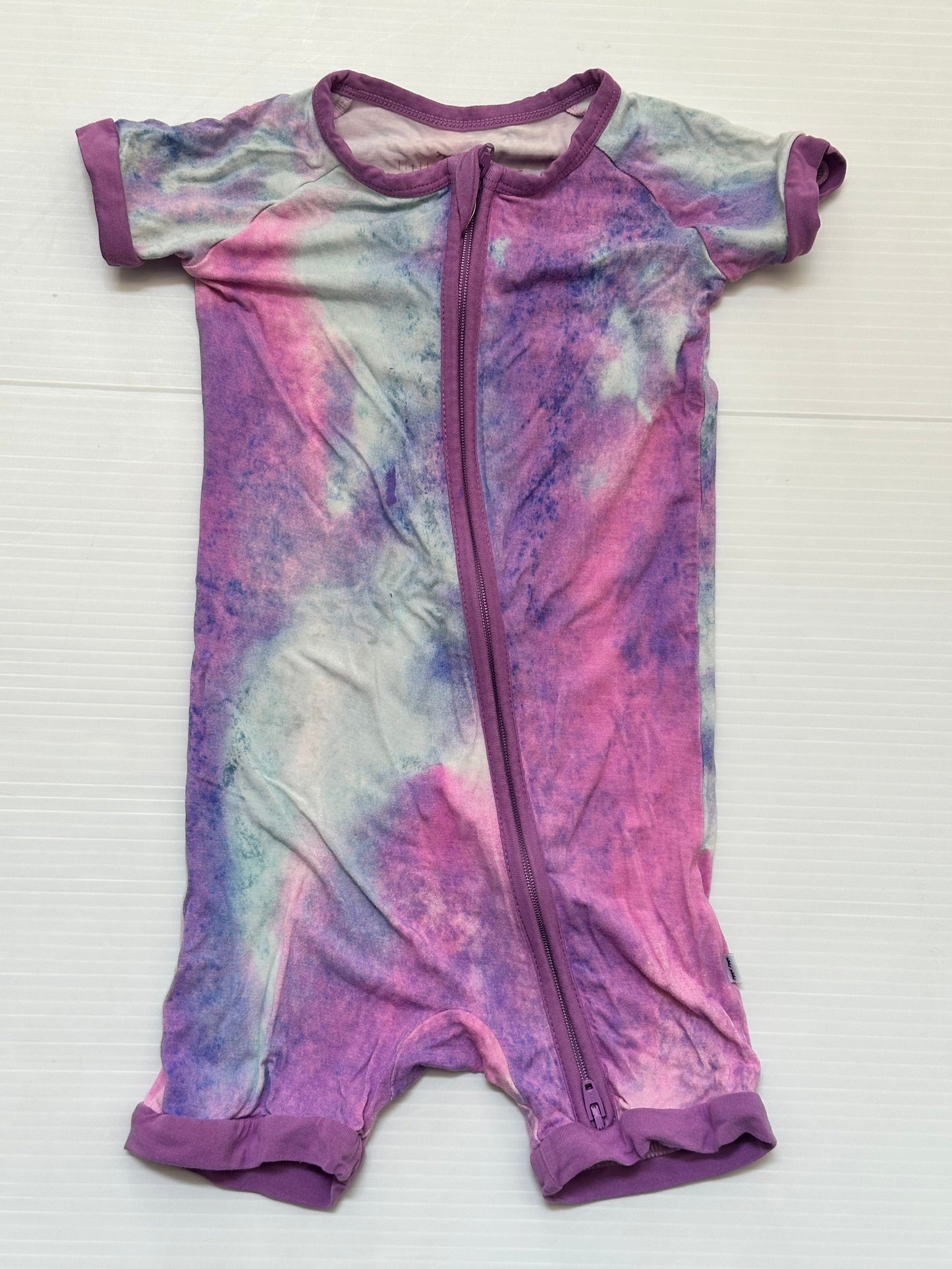 #168 Little Sleepies Girls 12-18m Purple Watercolor Shorty