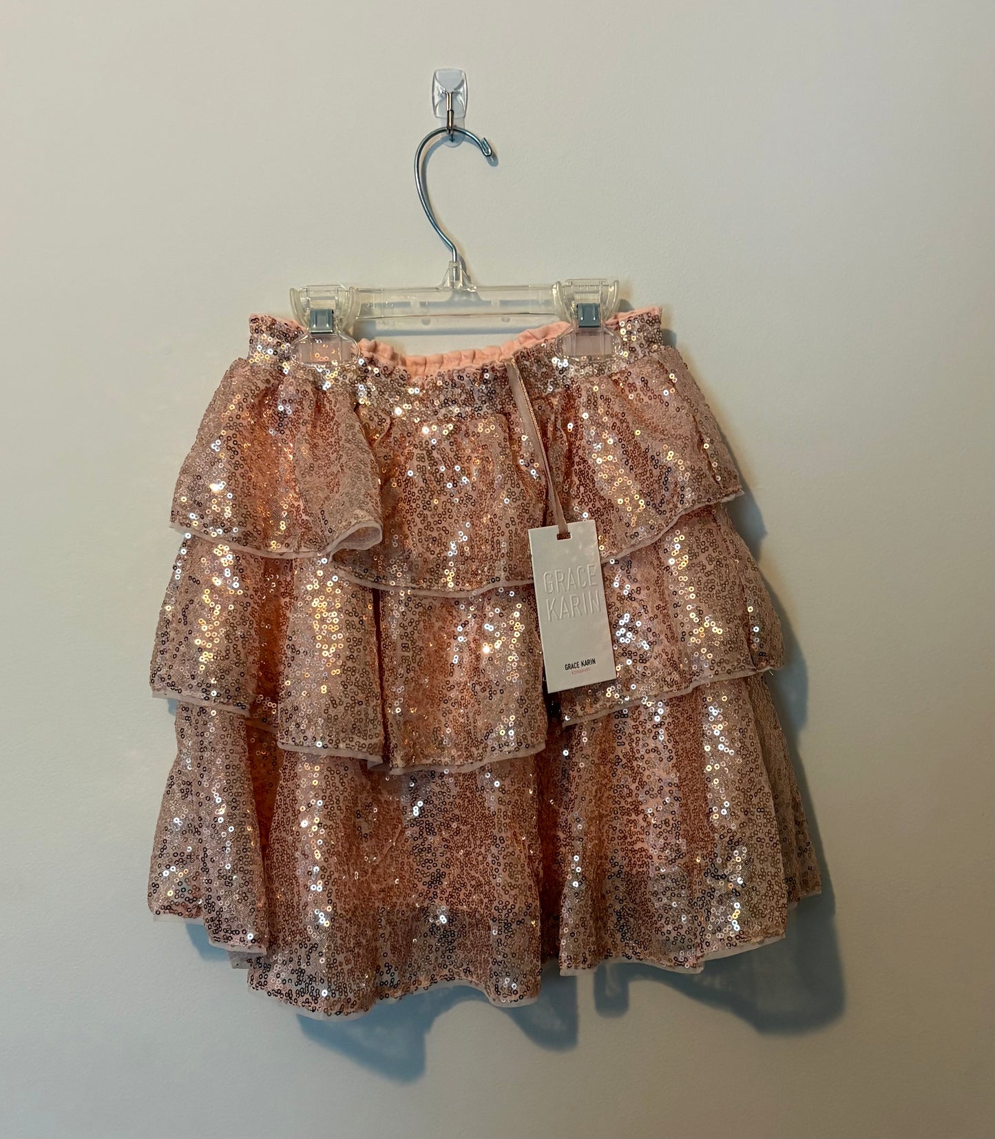 #28 Girls NEW Rose Gold Sequin Skirt - Size 10Y