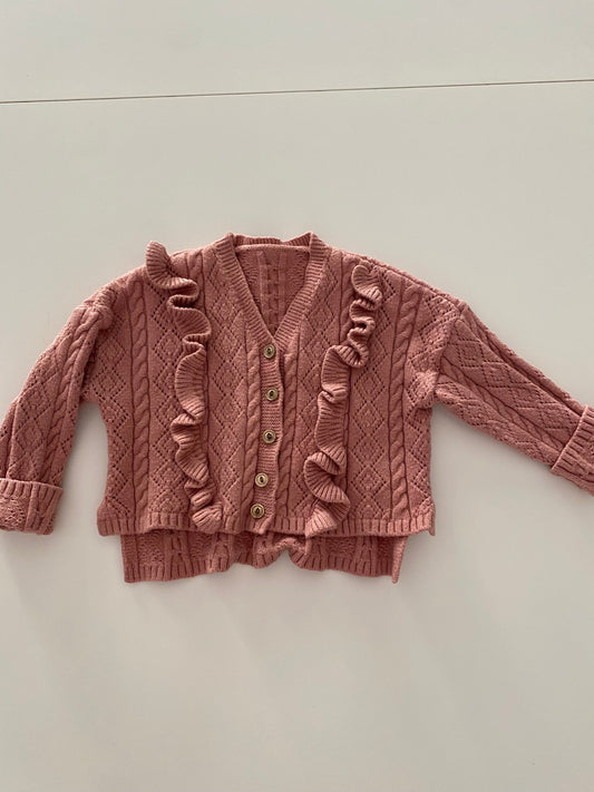 #117-Girls 3T, Boutique Rose Pink Knit Sweater Cardigan, VGUC,*reduced*