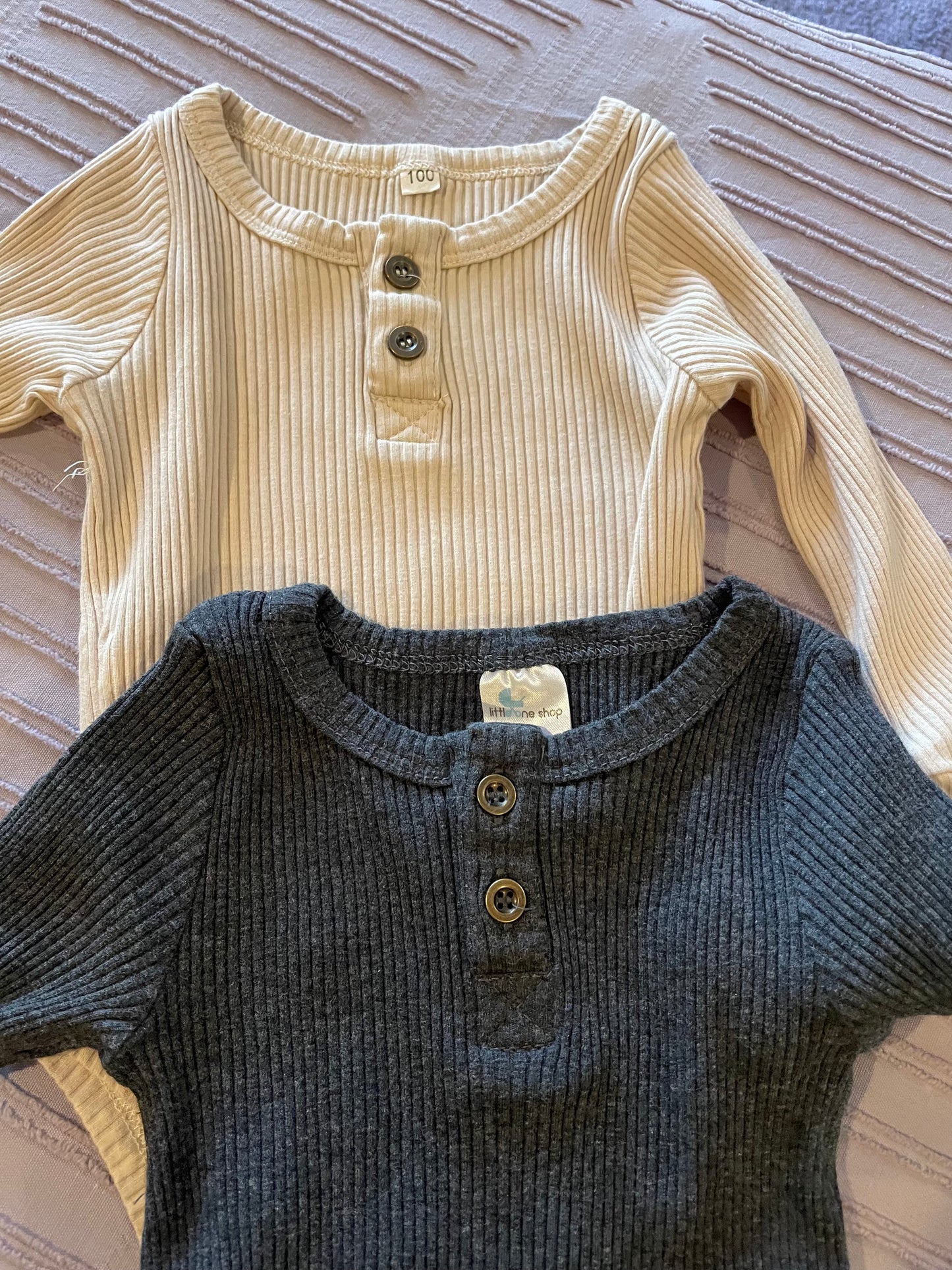 TWO Little One Shop ribbed cotton long sleeve bodysuits 18 mo
