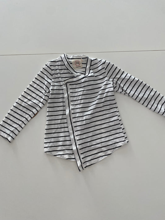 #117-Girls 3T, Grace & Emma White & Black striped cardigan, EUC,*reduced*