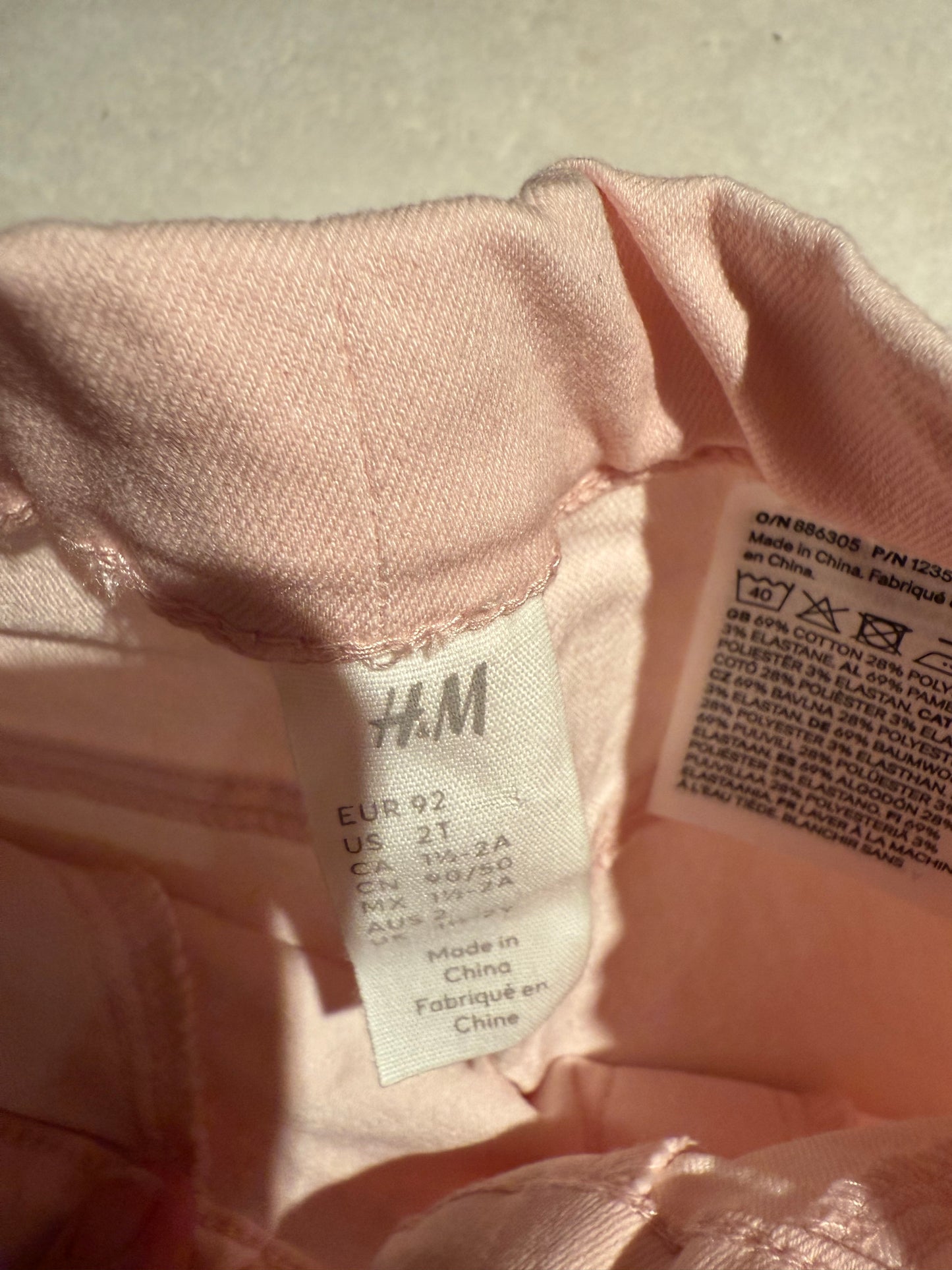 136 NWOT H&M light pink jeggings stretch 2t