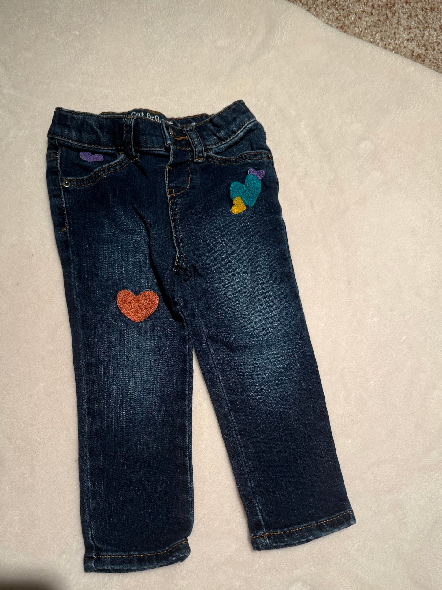 136 EUC 2t heart cat and jack jeans