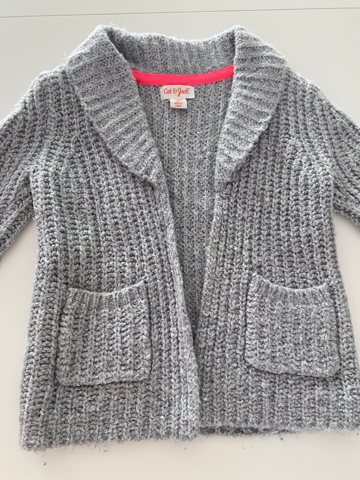 #117- Girls 18M, Cat & Jack Gray Sparkle Knit Cardigan,*reduced*