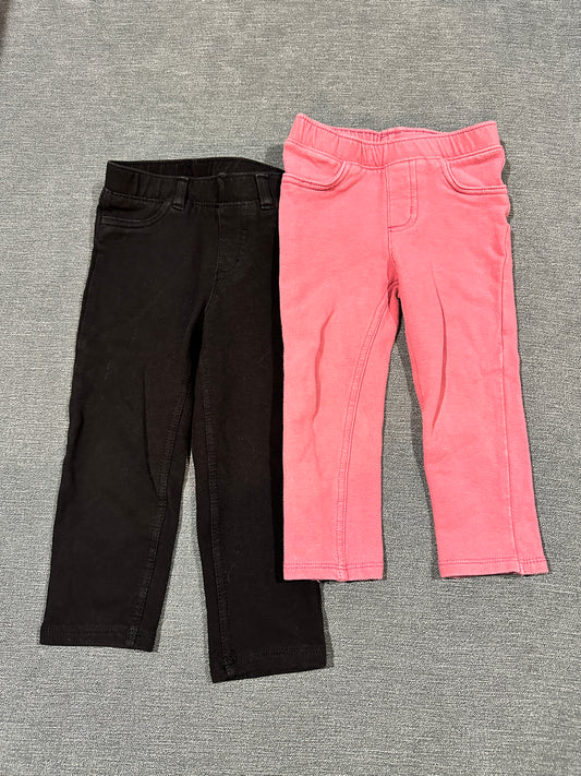 Girls 24 months, black and pink jeggings, jumping beans