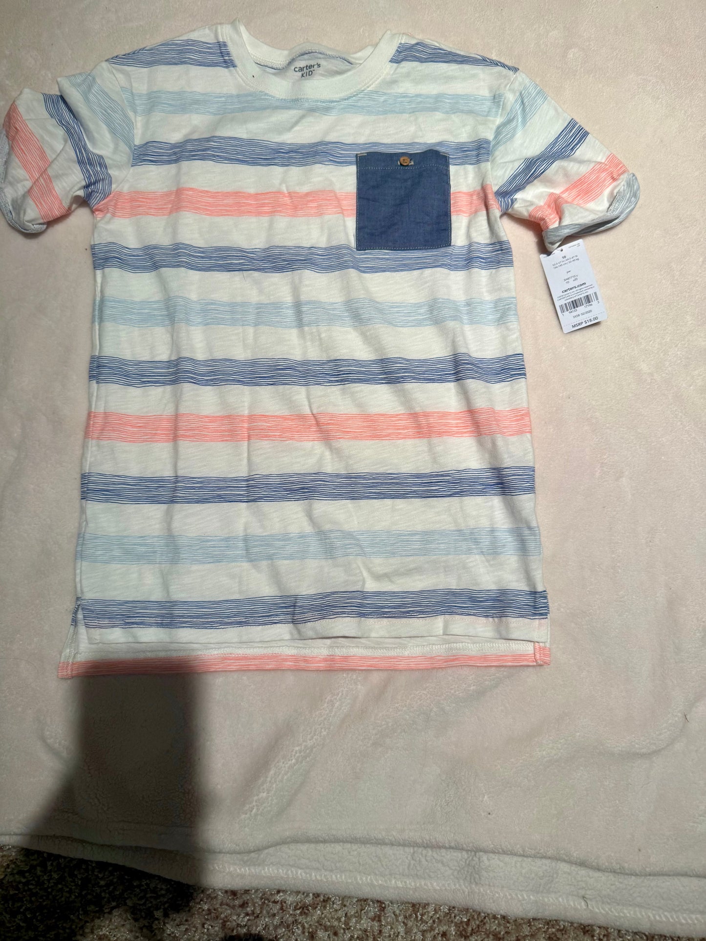 136 nwt carters size 10 striped shirt