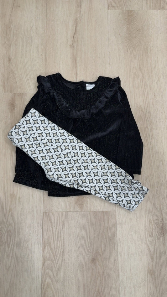 REDUCED! #49 girls Rachel Zoe black and gold 2 piece outfit 24 months VGUC