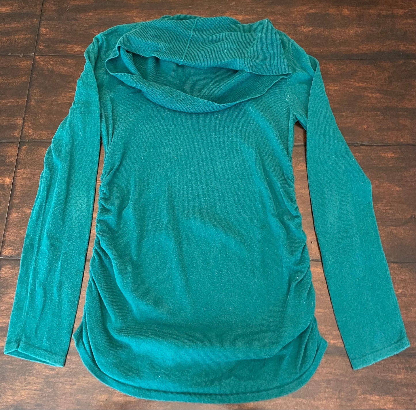 Small Oh Baby Maternity Sweater Cowl Neck Teal