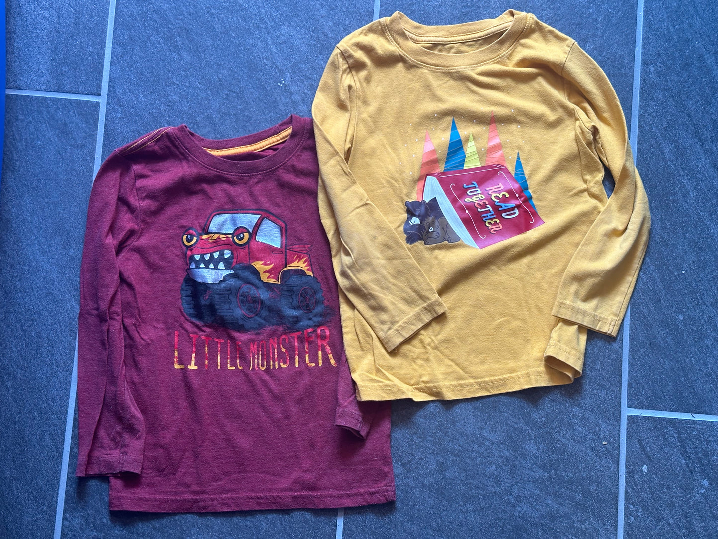 #95A Cat & Jack LS Shirts (Monster Truck & Read Together - size 5T