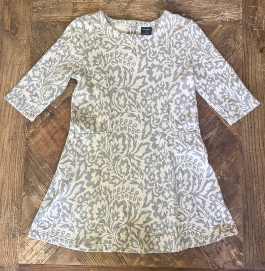 #75 Gap Girls Gray & Ivory Floral Dress, Size 4T