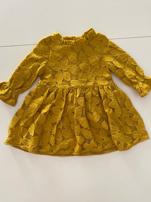 #117-Girls 2T, Genuine Kids Mustard Yellow Dress, VGUC