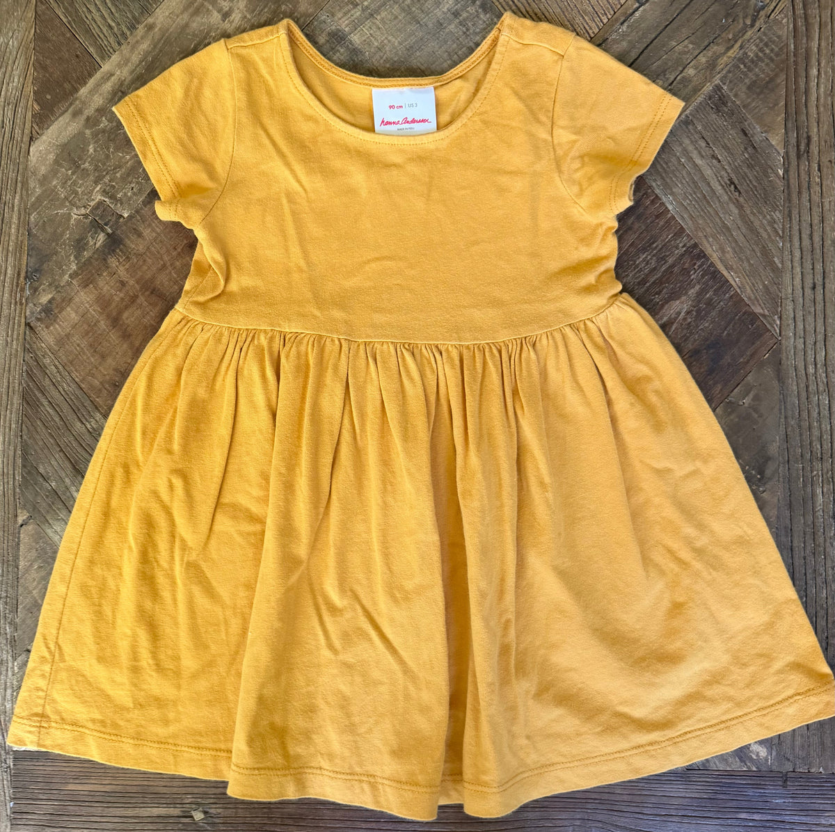 #75 Hanna Andersson Girls Yellow Dress, Size 3