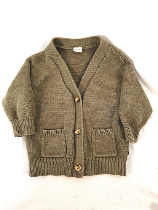 #30 12-24mo Guomi Cardigan, Olive Green
