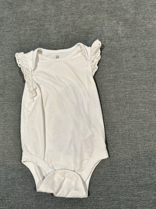 Girls 18–24 months, white ruffled sleeve bodysuit, gap