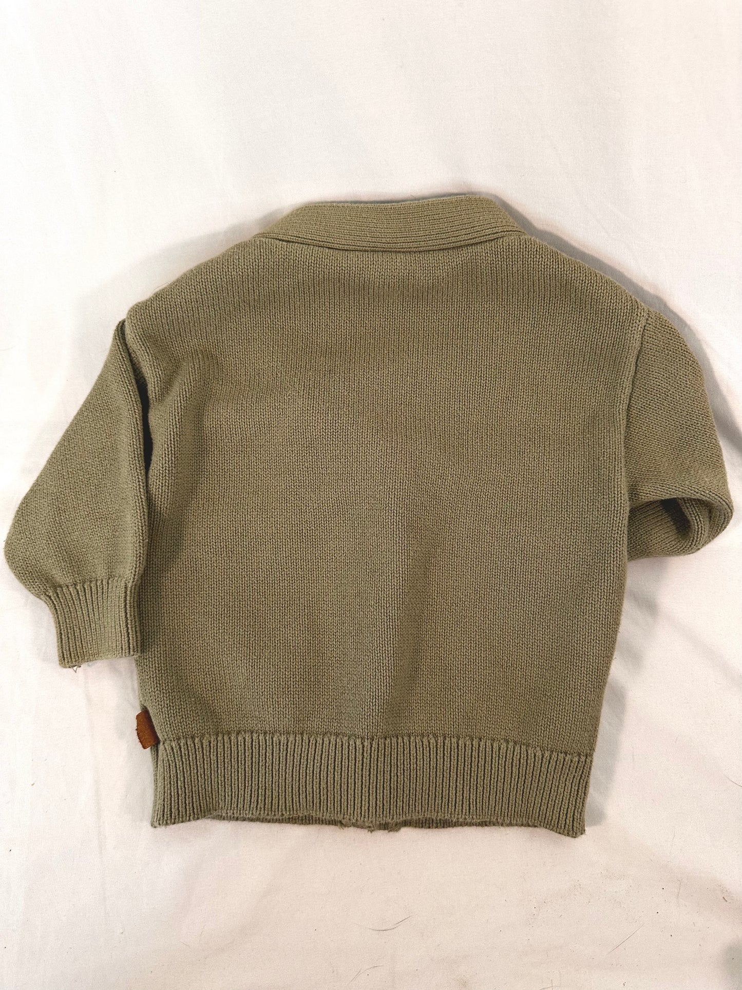 #30 12-24mo Guomi Cardigan, Olive Green