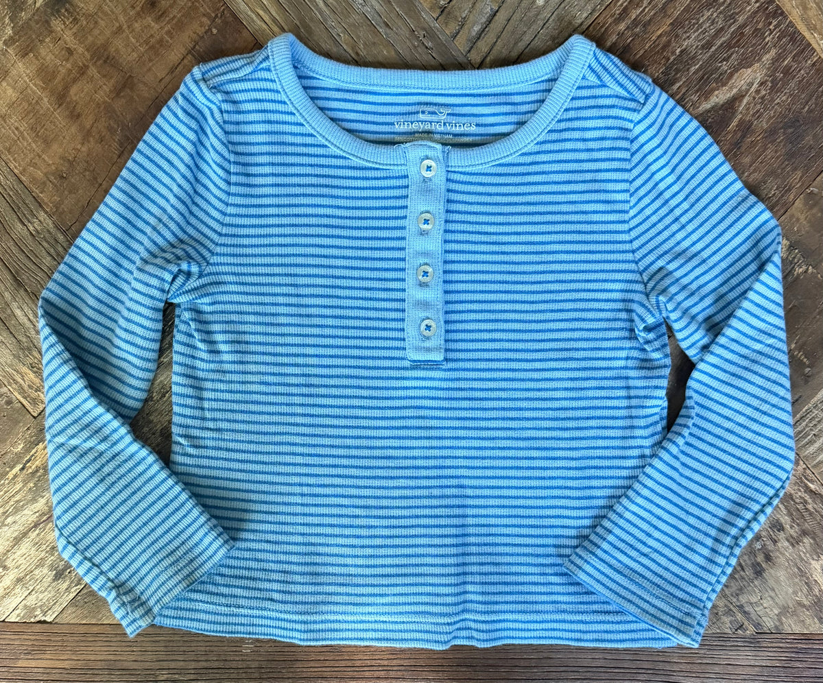 #75 Vineyard Vines Girls Blue Stripe Shirt, Size 3T