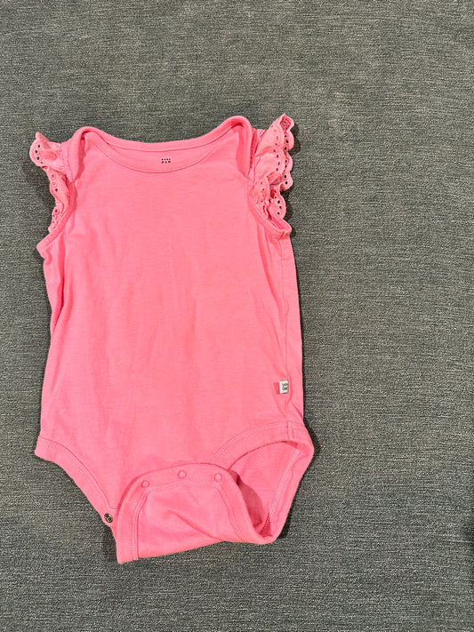 Girls 12–18 months, pink ruffled sleeve bodysuit, gap