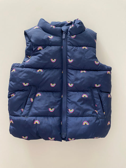 #117-Girls 24M, Old Navy Navy Rainbow Puffer Vest, EUC,*reduced*