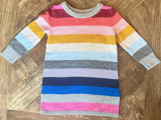 #75 Baby Gap Girls Rainbow Stripe Sweater Dress, Size 12-18 m