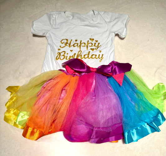 136 EUC happy birthday outfit girls 6-8