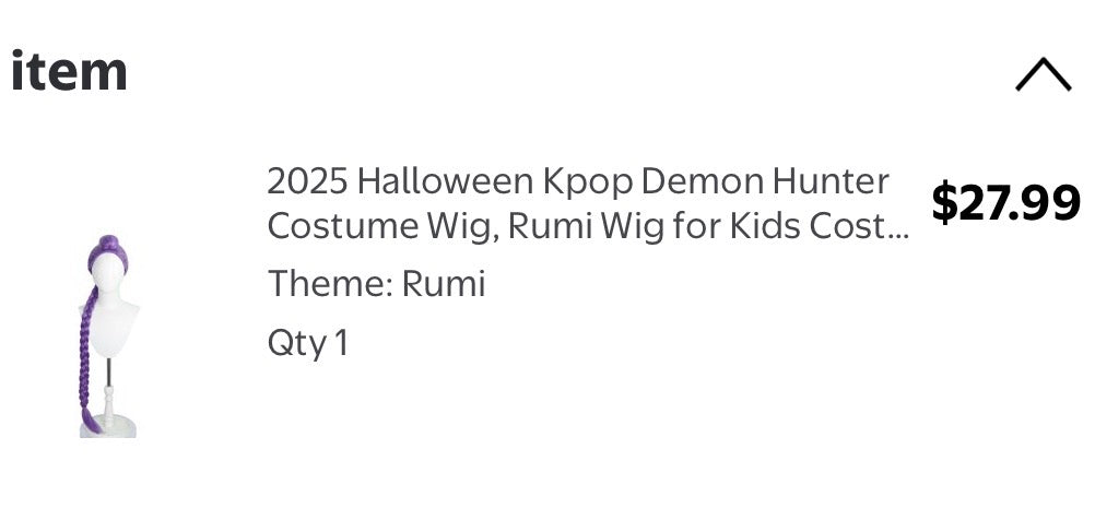 Seller #58 Girls Rumi costume 4/5 with wig