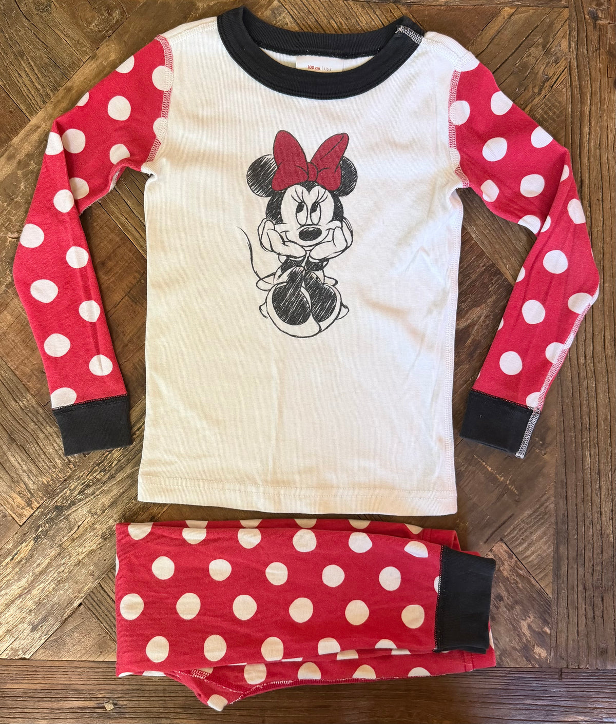 #75 Hanna Andersson Girls Minnie Dot Pajamas, Size 4