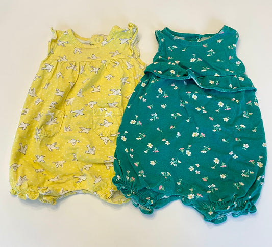 Girls 6M Carters Rompers Yellow/Green