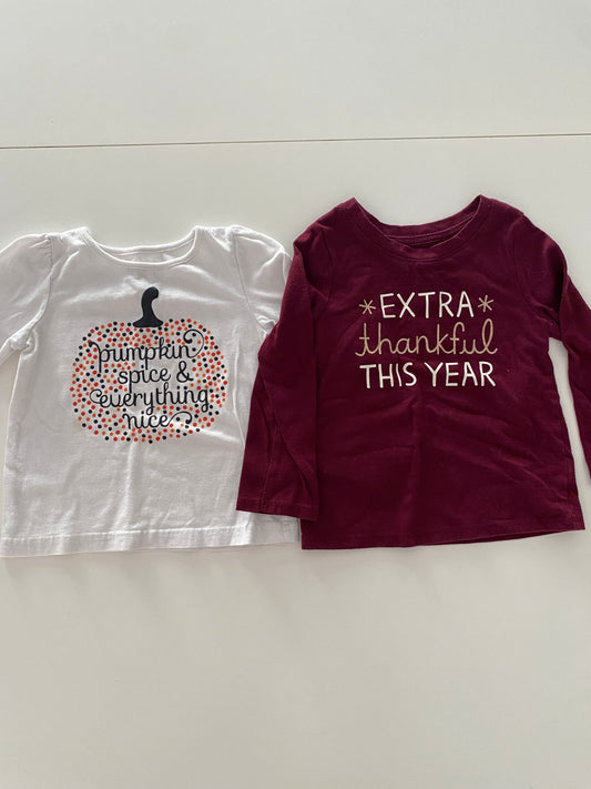 #117- Girls 24M, Cat & Jack fall shirt bundle, Halloween & Thanksgiving shirt, GUC,*reduced*