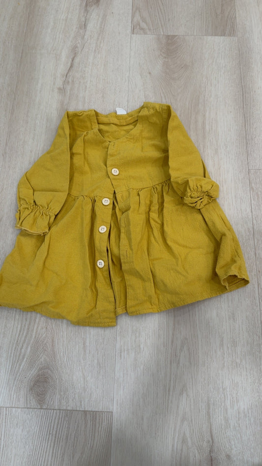 REDUCED! #49 girls Amazon mustard yellow dress 6-12 months VGUC
