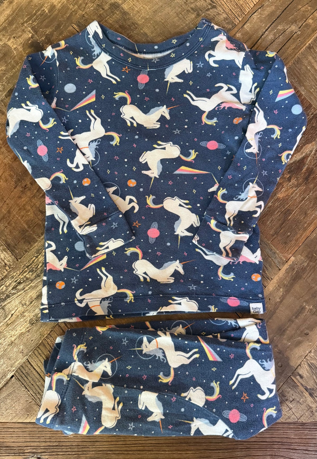 #75 Gap Girls Unicorn Pajamas, Size 2