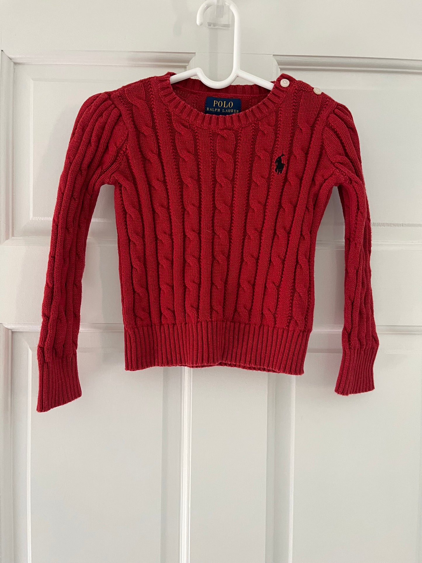 Girls size 3t Ralph Lauren Burnt Red Cable Knit Sweater PPU Evendale 45241