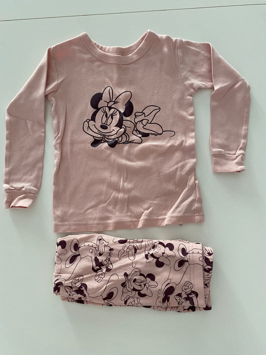#117- Girls 3T, Gap Organic Cotton Pink Minnie Mouse Pajamas, VGUC