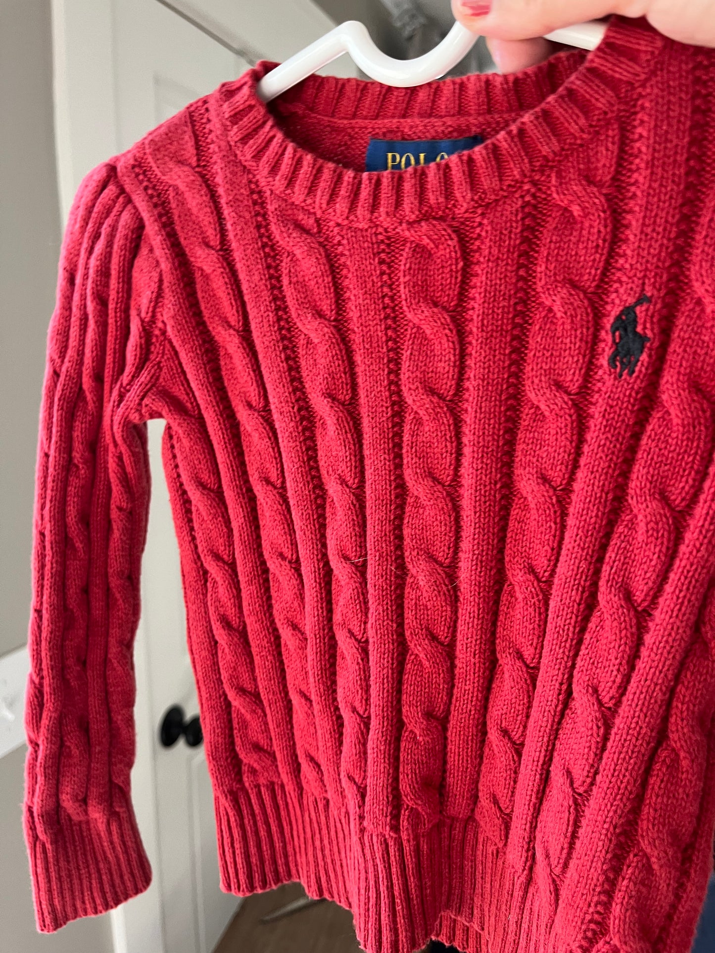 Girls size 3t Ralph Lauren Burnt Red Cable Knit Sweater PPU Evendale 45241