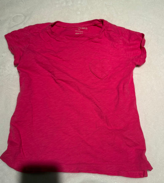 136 EUC Crewcuts pink shirt with heart pocket 6/7