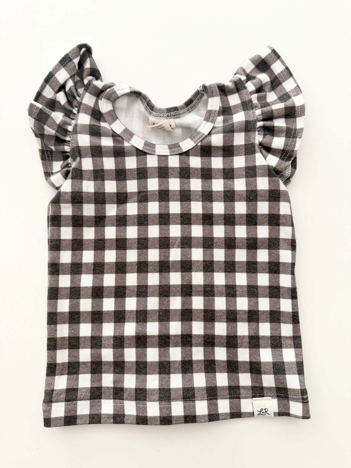#117, Girls 18M, Lulu + Roo plum jumper & black checkered shirt, VGUC
