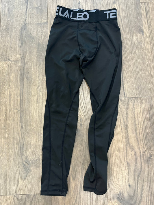 135 Boys YS, LN, black basketball tights, full length