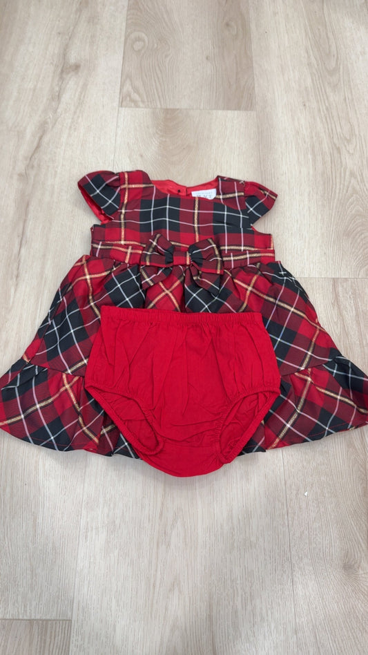 REDUCED! #49 girls The Childrens Place red/black plaid dress with diaper cover 9-12 months EUC