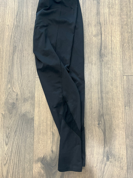 135 Adult Large black leggings with accent on the bottom, euc