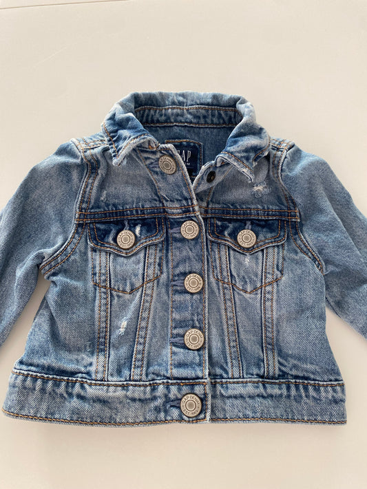 #117- Girls 18M, Gap Distressed Jean Jacket, VGUC