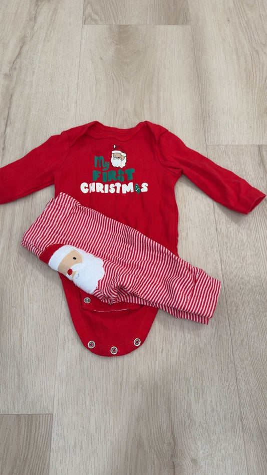 REDUCED! #49 boys Carters "my first christmas" 2 piece outfit 3 months VGUC