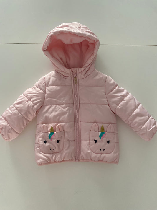 #117-Girls 18M, Carter’s Pink Unicorn Coat, VGUC