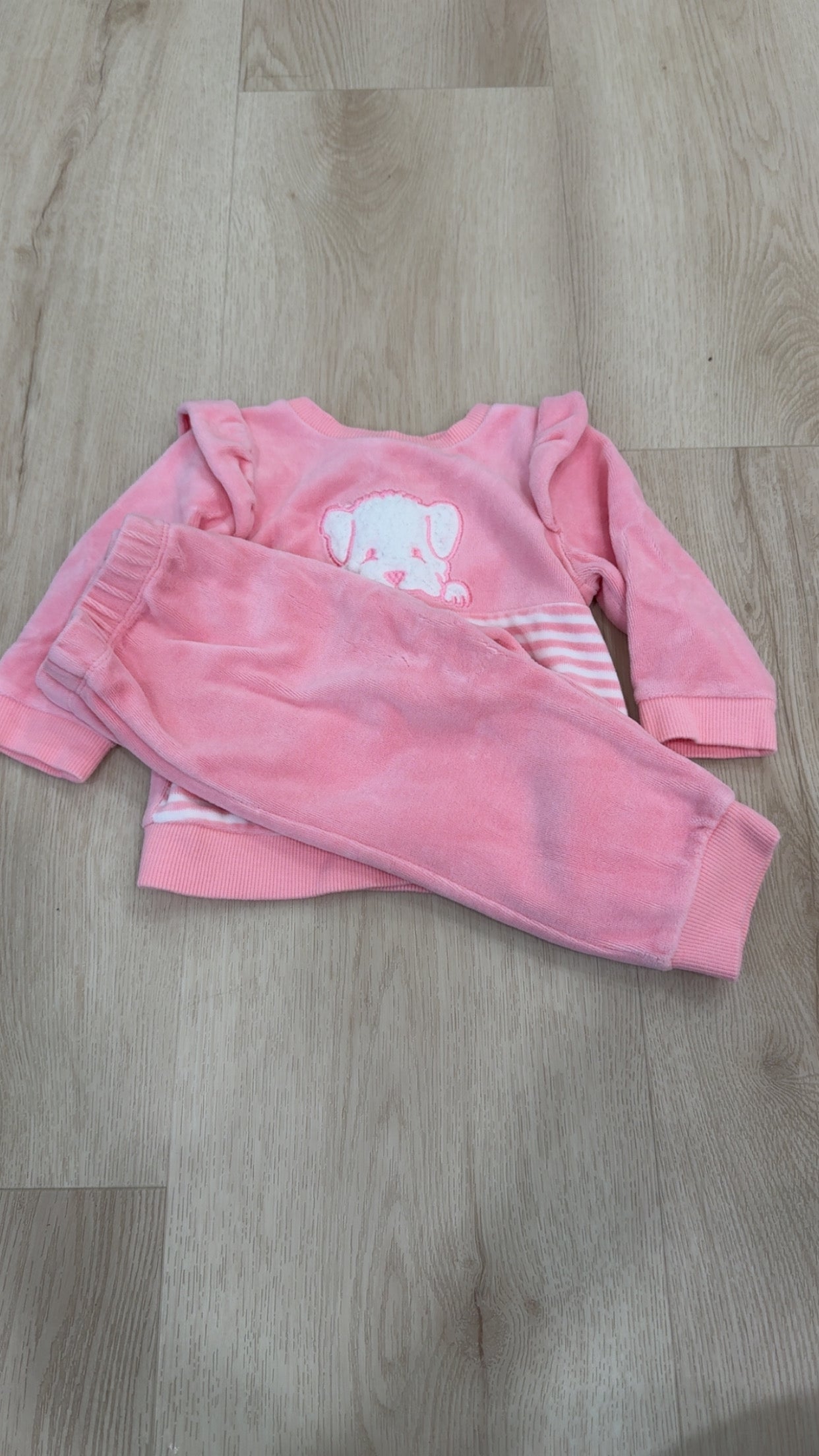 REDUCED! #49 girls Little Me pink dog 2 piece set 9 months VGUC