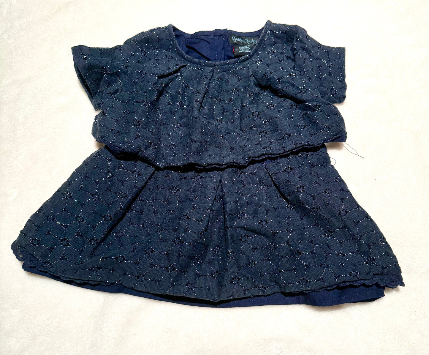 136 EUC Cynthia rowley 24 m navy sparkle holiday dress