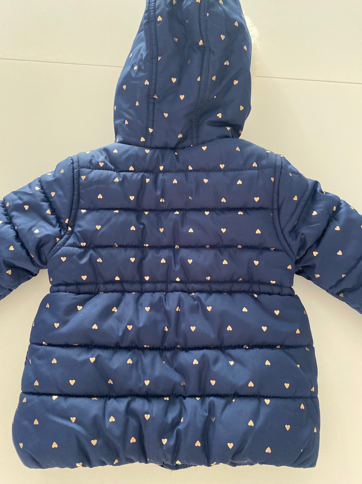 #117-Girls 18M, Carter’s Navy Heart Coat, VGUC