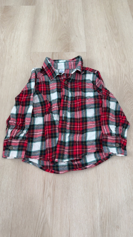 REDUCED! #49 boys Old Navy christmas plaid button down 2T VGUC